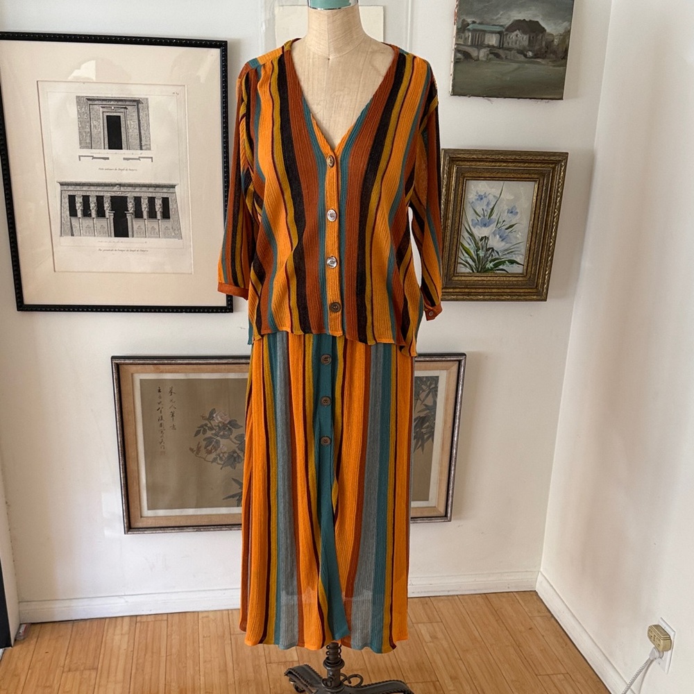 Zara Button-Up Cardigan and Skirt Set